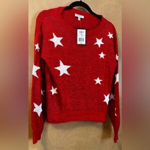 Kohl's Red Sweater with White Star Design 4th of July theme Size M